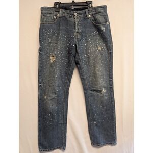 PINKO Jeans Blue Diamante Diamond Studded Skinny Low Waist Denim‎ IT27 US4 $350